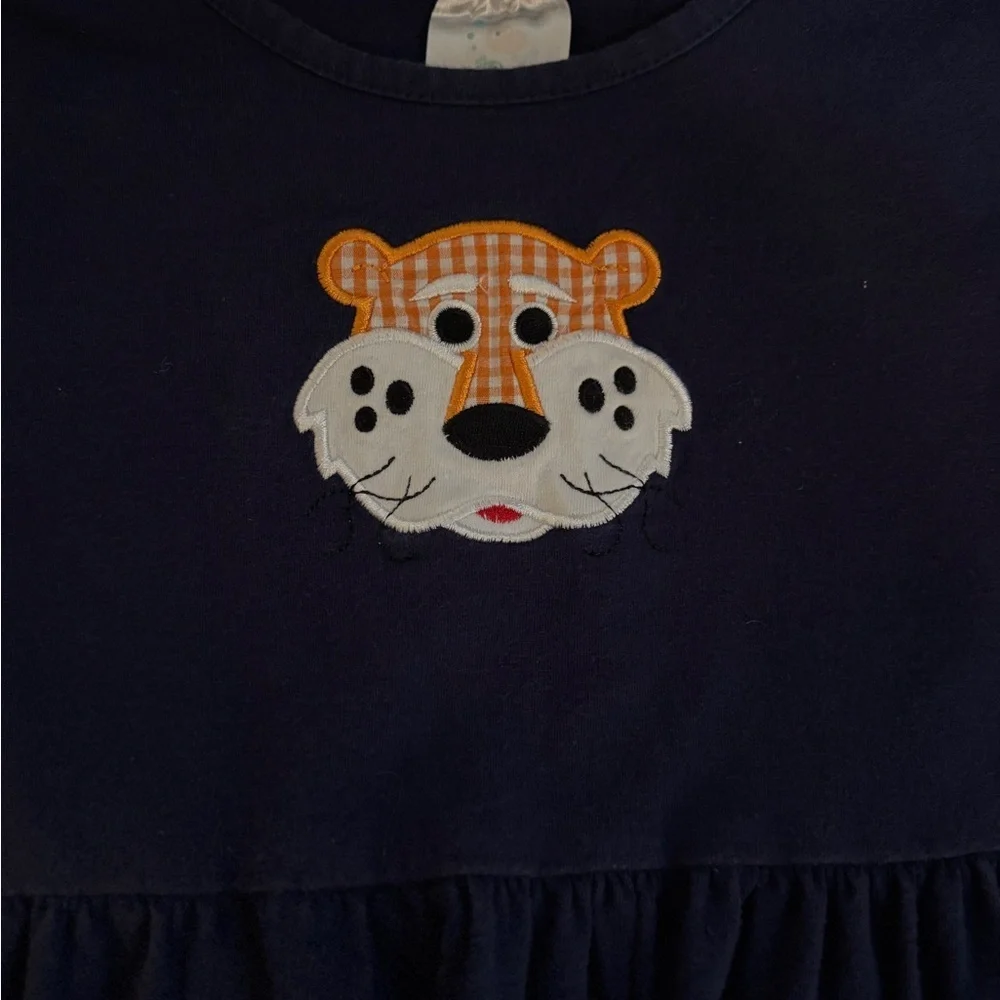 Navy Blue Ruffled Dress with Tiger Embroidered Auburn University - Picture 2 of 2